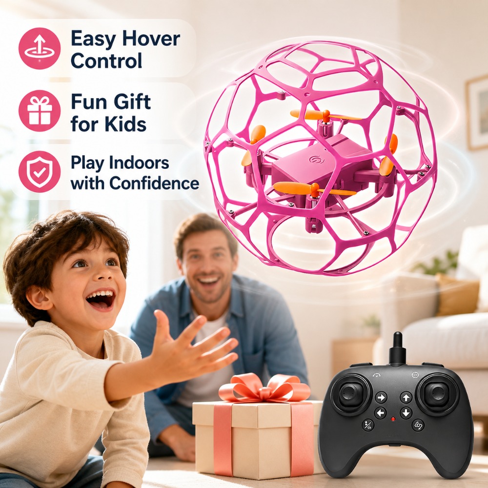 Kids Toys Helicopter - Fußballförmiger RC-Drohnen-Quadcopter mit LED-Lichtern für Kinder
