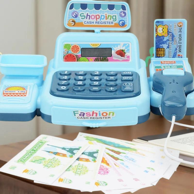 Toy Cash Register - 1 Set Supermarkt-Kassierer-Spielset mit Licht- und