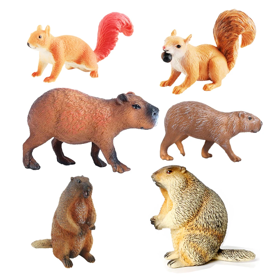Kids Toys Review - Capibara Capybaras Eichhörnchen Murmeltier Kunststoff Tierfiguren