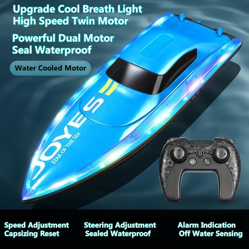 Kids Toys 2 Year Old - 30KM/H Kapseilungs-Reset Hochgeschwindigkeits-RC-Boot Rennboot 2,4G LED-Beleuchtung