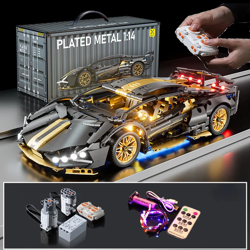 Kids Toys Lego - Technische Rennsportwagen-Modellbausteine, technische Erwachsene, 1:14, DIY,