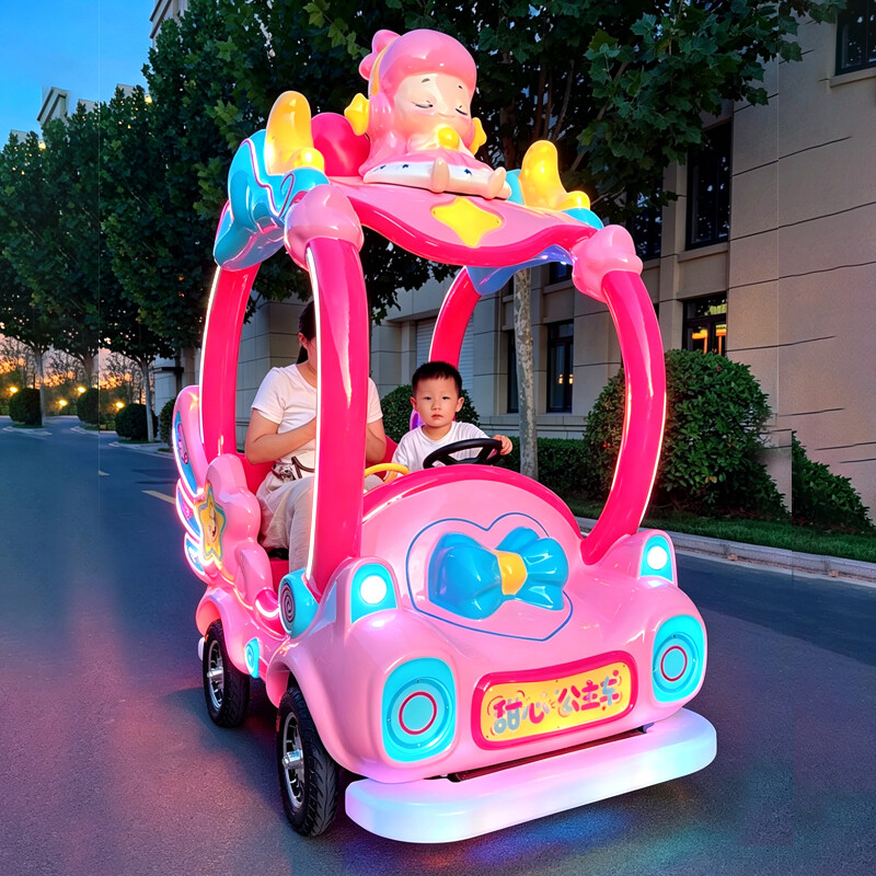 Kids Toys Mall - Zweisitziges Leuchtendes Prinzessinnen-Autoscooter, Elektrisches Kinderfahrzeug mit