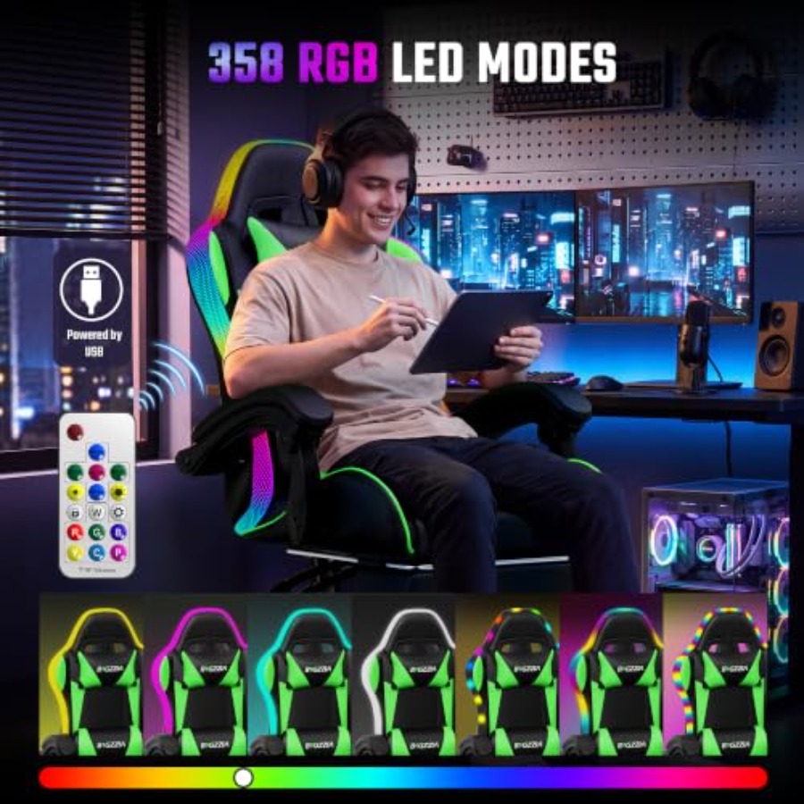 RGB-Gaming-Stuhl mit Fußstütze – Kids & Toys Expo Saudi Arabia Bewertung und Preis