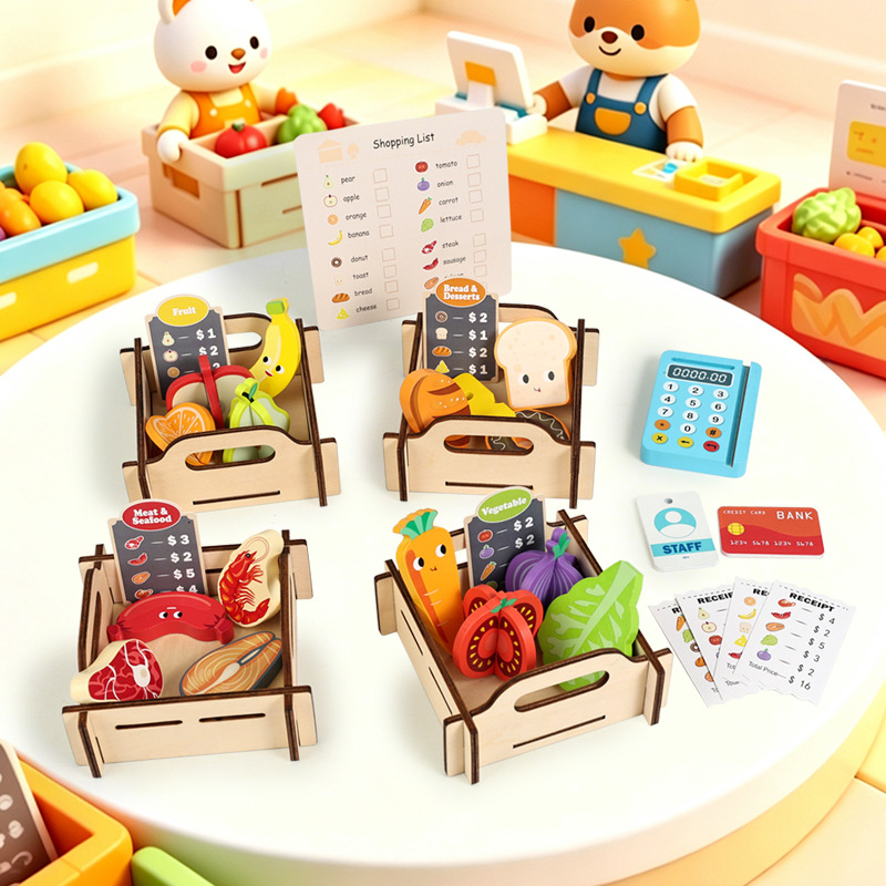 Holz-Supermarkt-Spielset, Kind – Toy Cash Register Bewertung und Preis